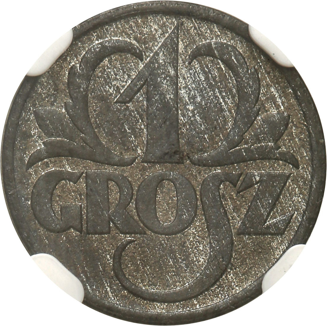 Generalna Gubernia. 1 grosz 1939 cynk NGC MS63